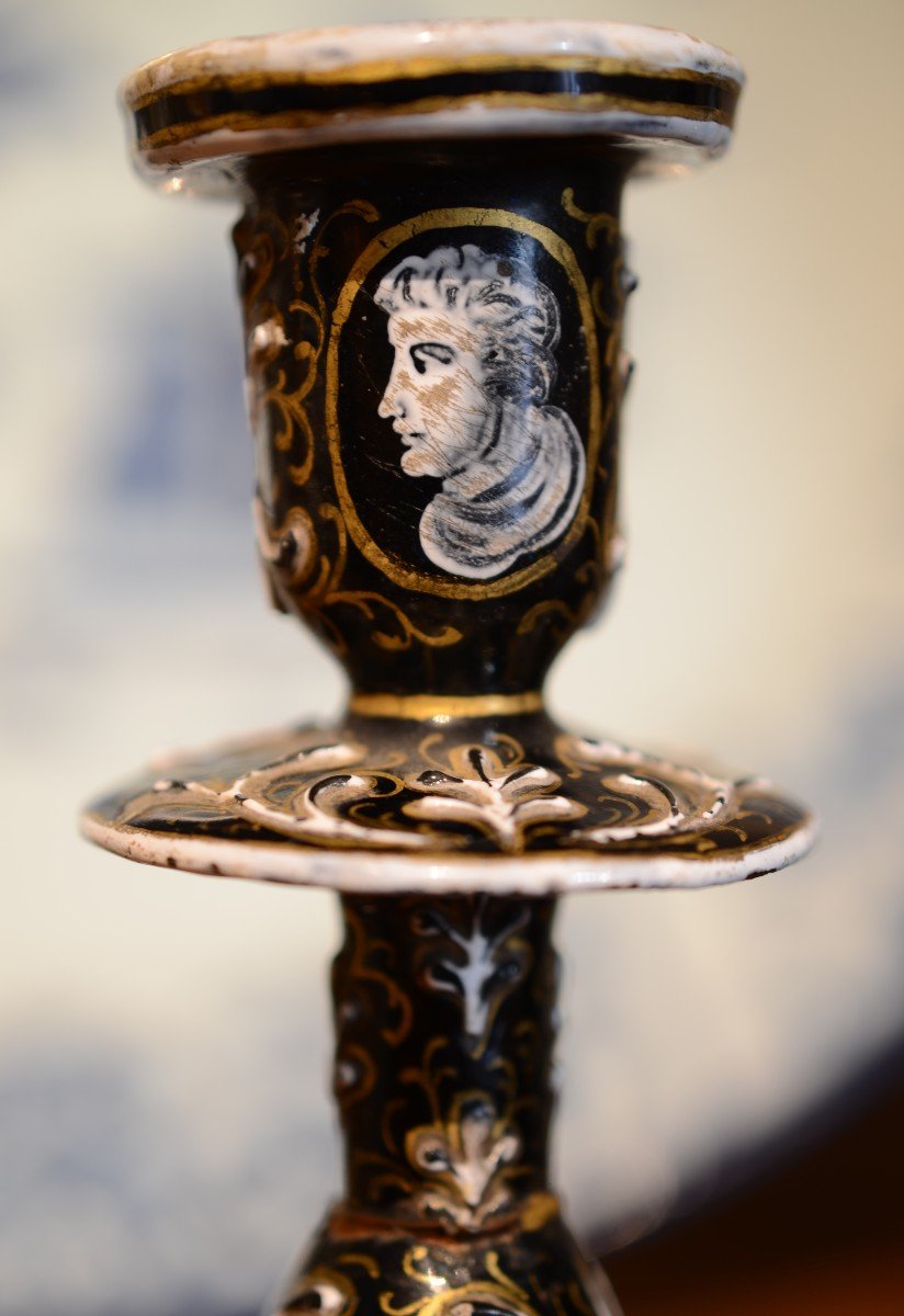 Candle Holder. Limoges Enamel In Renaissance Style.-photo-4