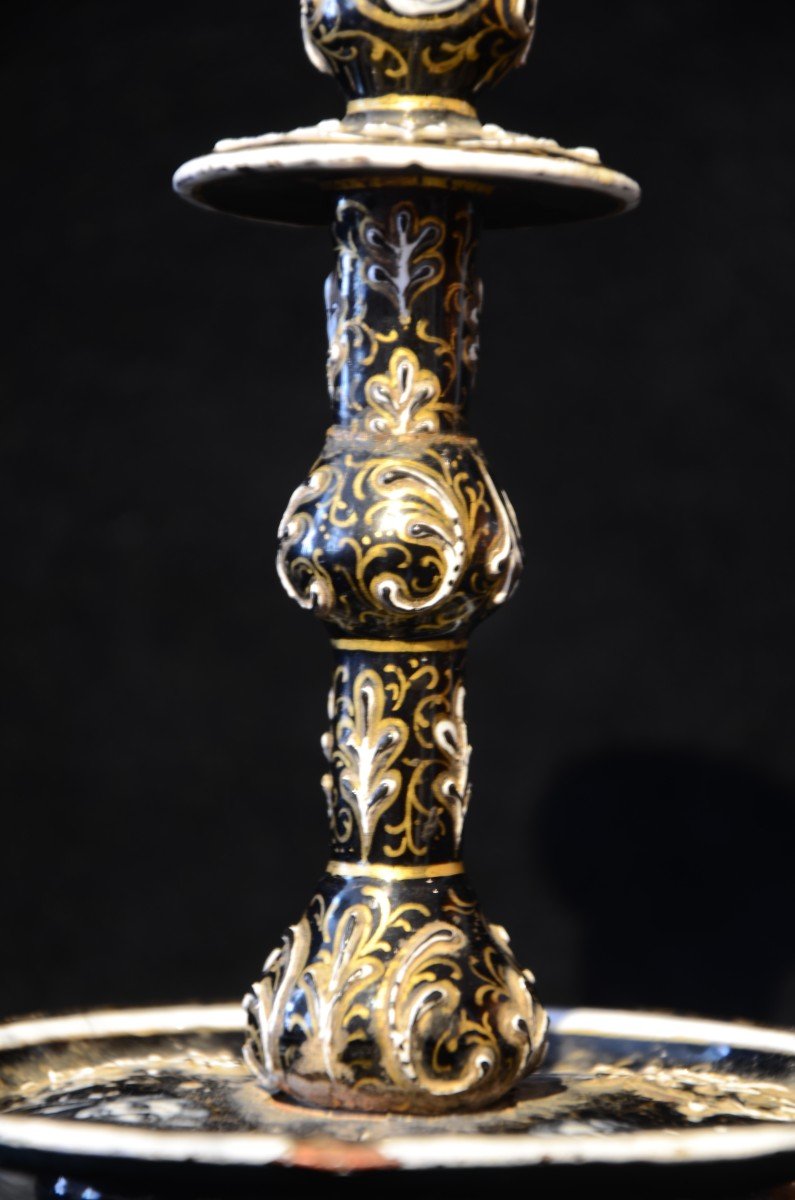 Candle Holder. Limoges Enamel In Renaissance Style.-photo-5