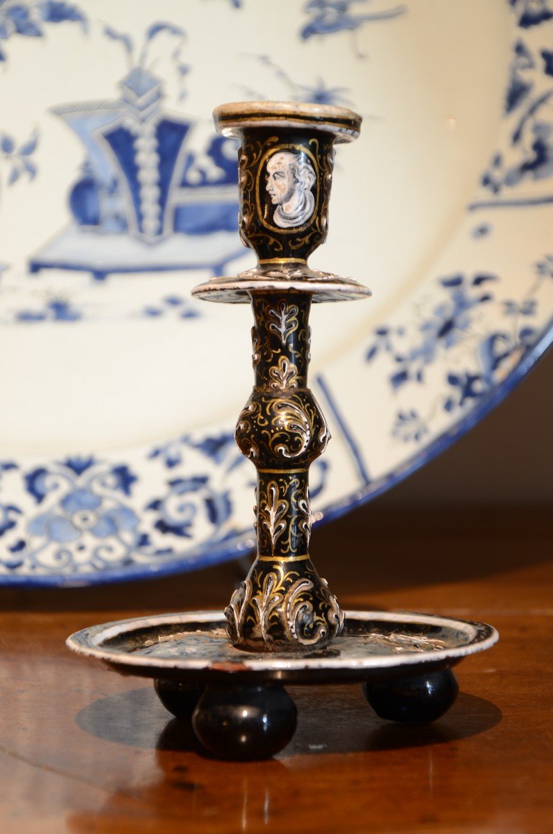 Candle Holder. Limoges Enamel In Renaissance Style.-photo-6