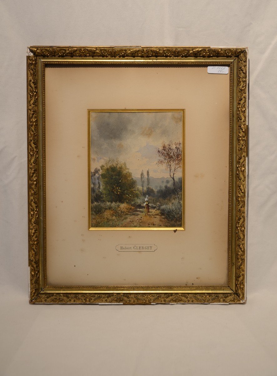 Hubert Clerget. Watercolor. Nineteenth Century.-photo-2