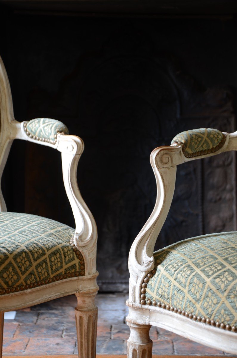 Pair Of Transition Period Armchairs.-photo-3