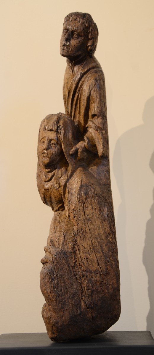 Vierge et Saint Jean. Bois sculpté. Dix-septième siècle.-photo-2