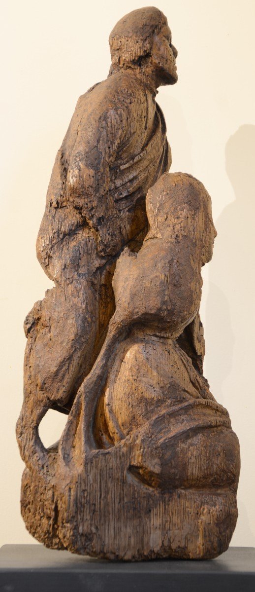 Vierge et Saint Jean. Bois sculpté. Dix-septième siècle.-photo-3