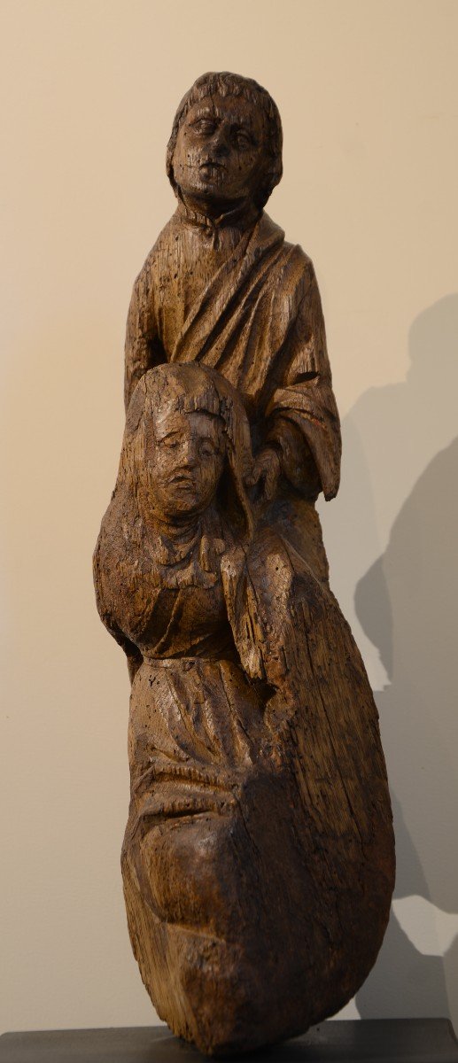 Vierge et Saint Jean. Bois sculpté. Dix-septième siècle.