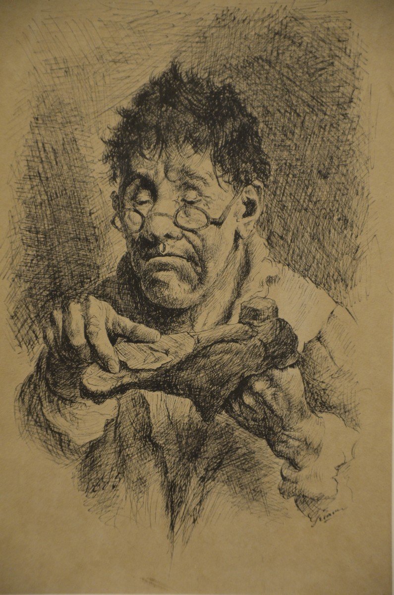 The Old Cobbler. Drawing. Nineteenth Century.-photo-4