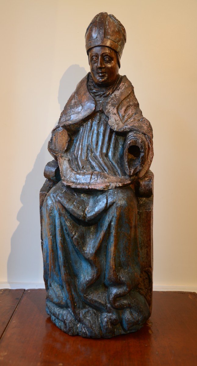 Carved Wooden Bishop. Sixteenth Century.-photo-2