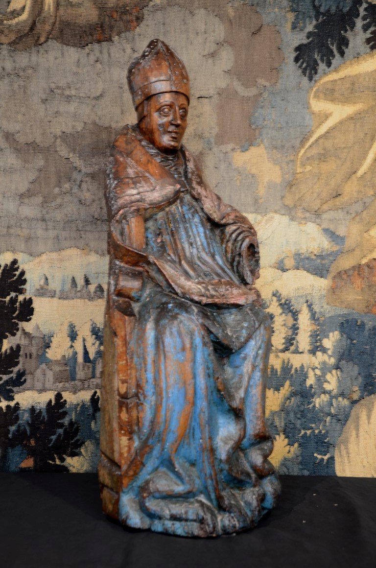 Carved Wooden Bishop. Sixteenth Century.-photo-2