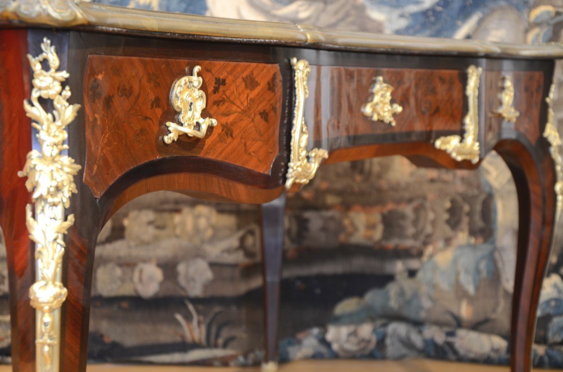 Louis XV Style Flat Desk. Second Half Of The Nineteenth Century.-photo-3