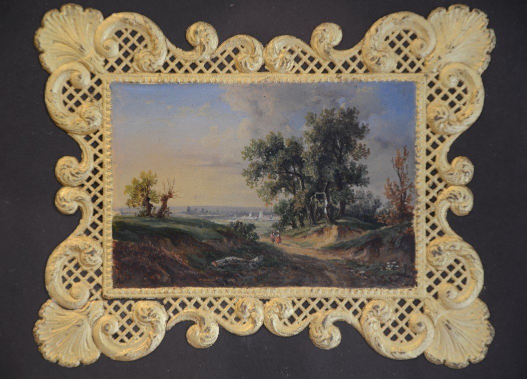 Miniature Landscape On Paper. Nineteenth Century.