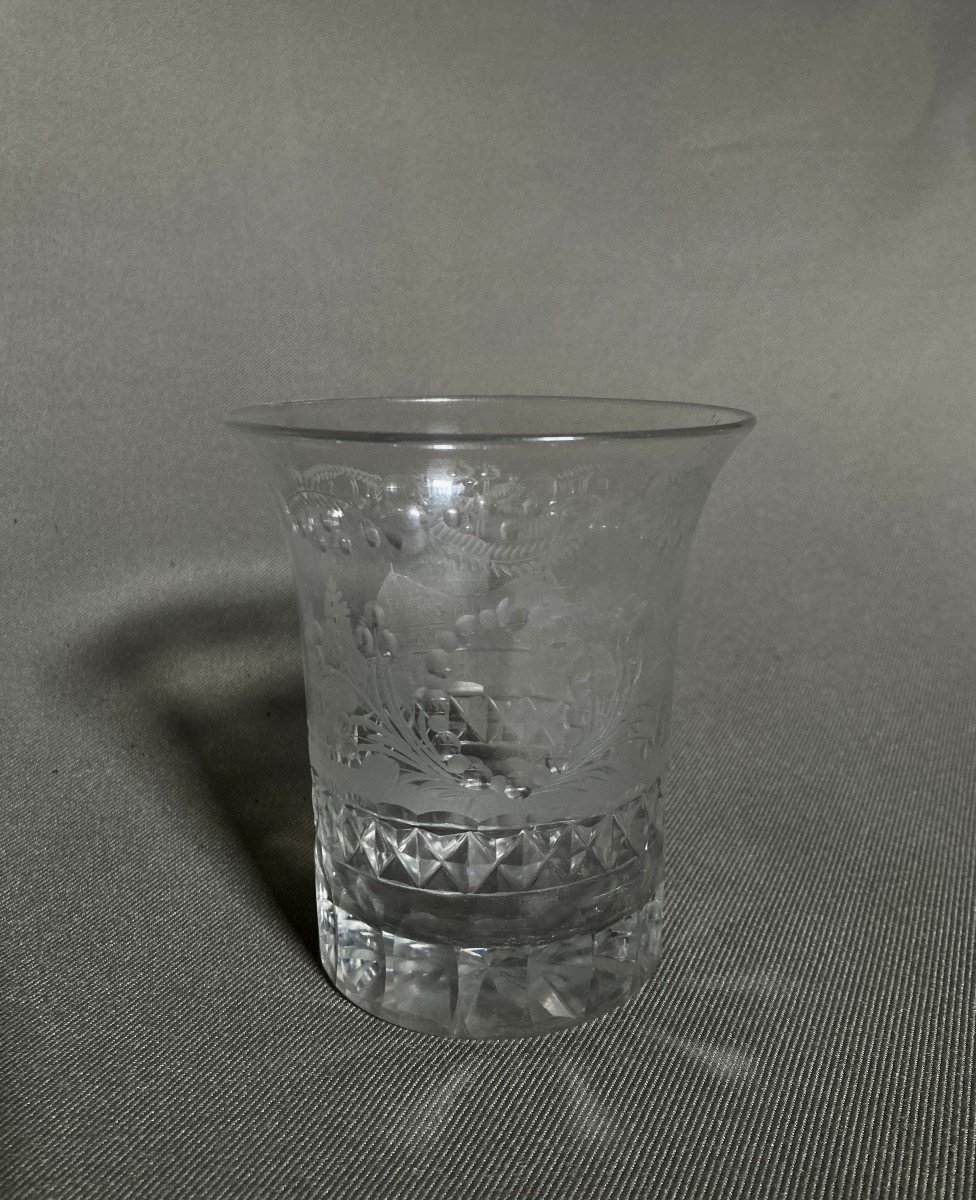 Flared Goblet In Cut And Engraved Crystal - Charles X.-photo-2