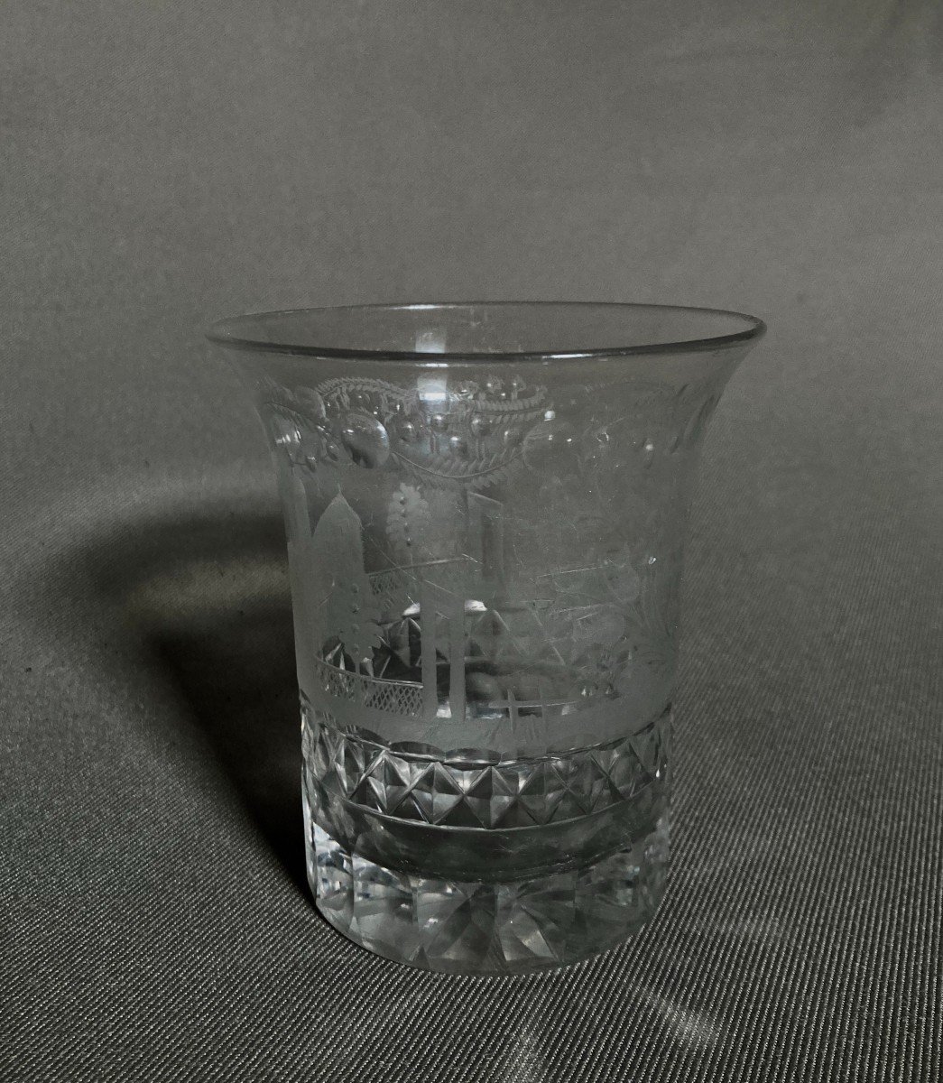 Flared Goblet In Cut And Engraved Crystal - Charles X.-photo-3