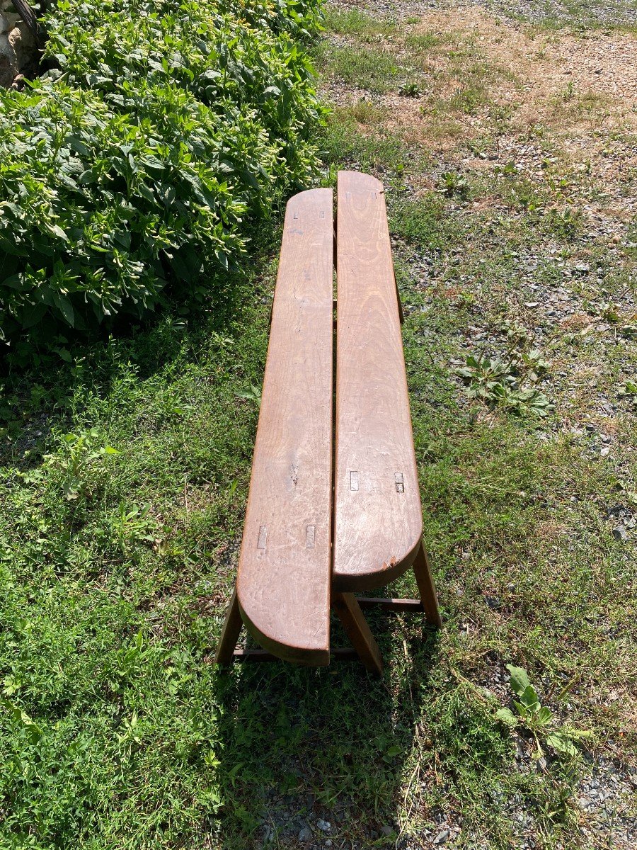 Pair Of 19th Century Fruitwood Benches-photo-3