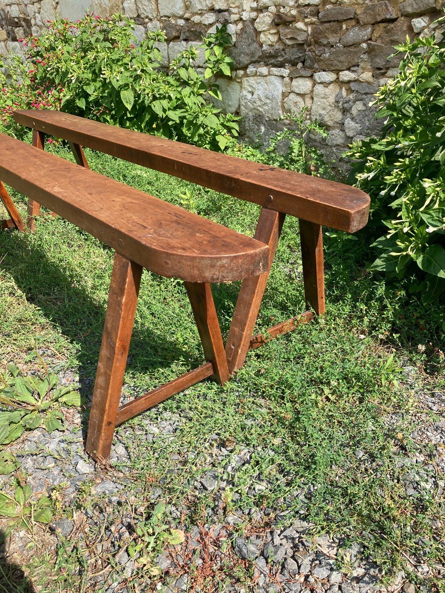 Pair Of 19th Century Fruitwood Benches-photo-6