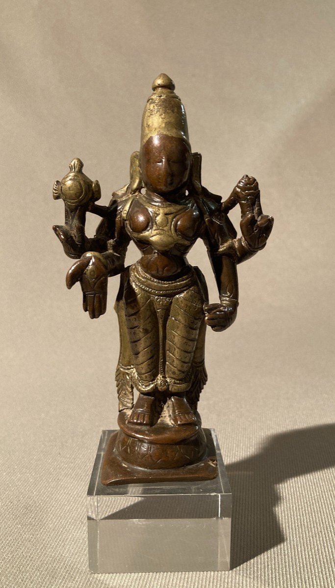 Vishnu, Bronze Ganga Jumna (two-tone) 17th Century-photo-1