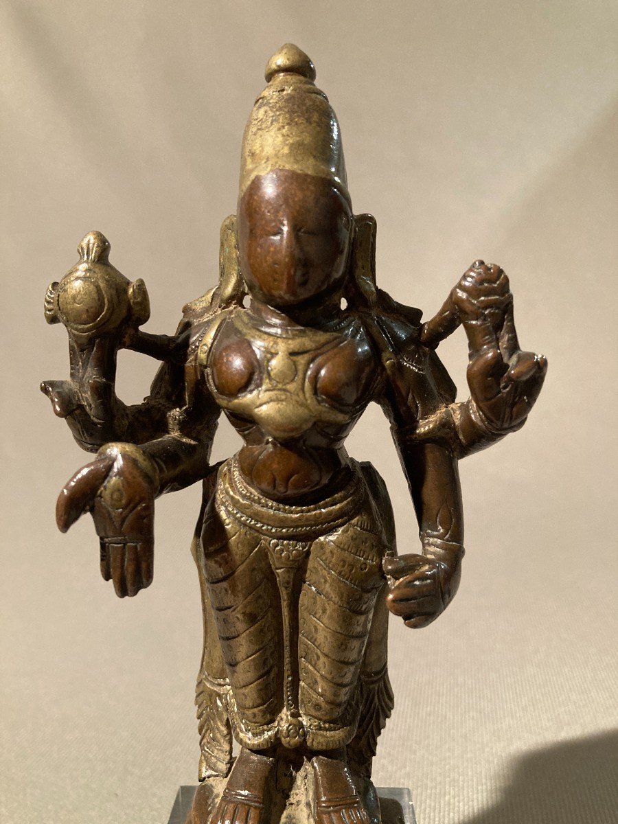 Vishnu, Bronze Ganga Jumna (two-tone) 17th Century-photo-2