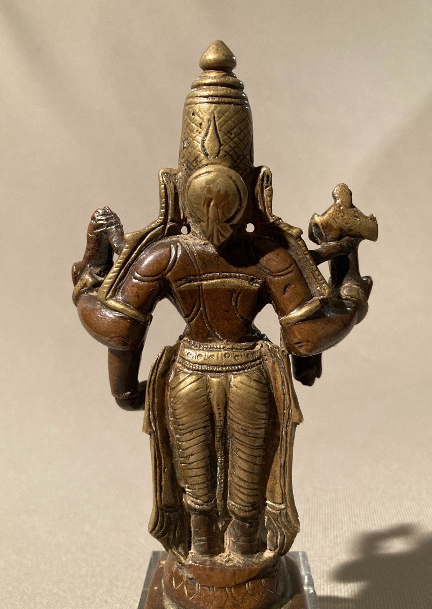 Vishnu, Bronze Ganga Jumna (two-tone) 17th Century-photo-3