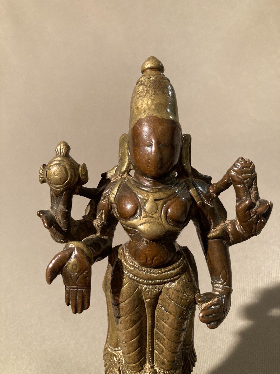 Vishnu, Bronze Ganga Jumna (two-tone) 17th Century-photo-5