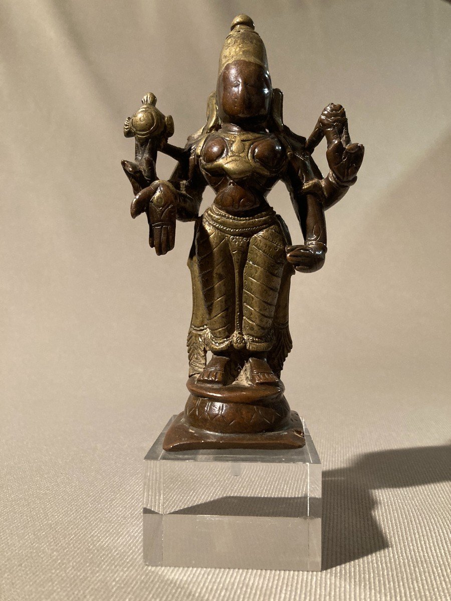 Vishnu, Bronze Ganga Jumna (two-tone) 17th Century-photo-6