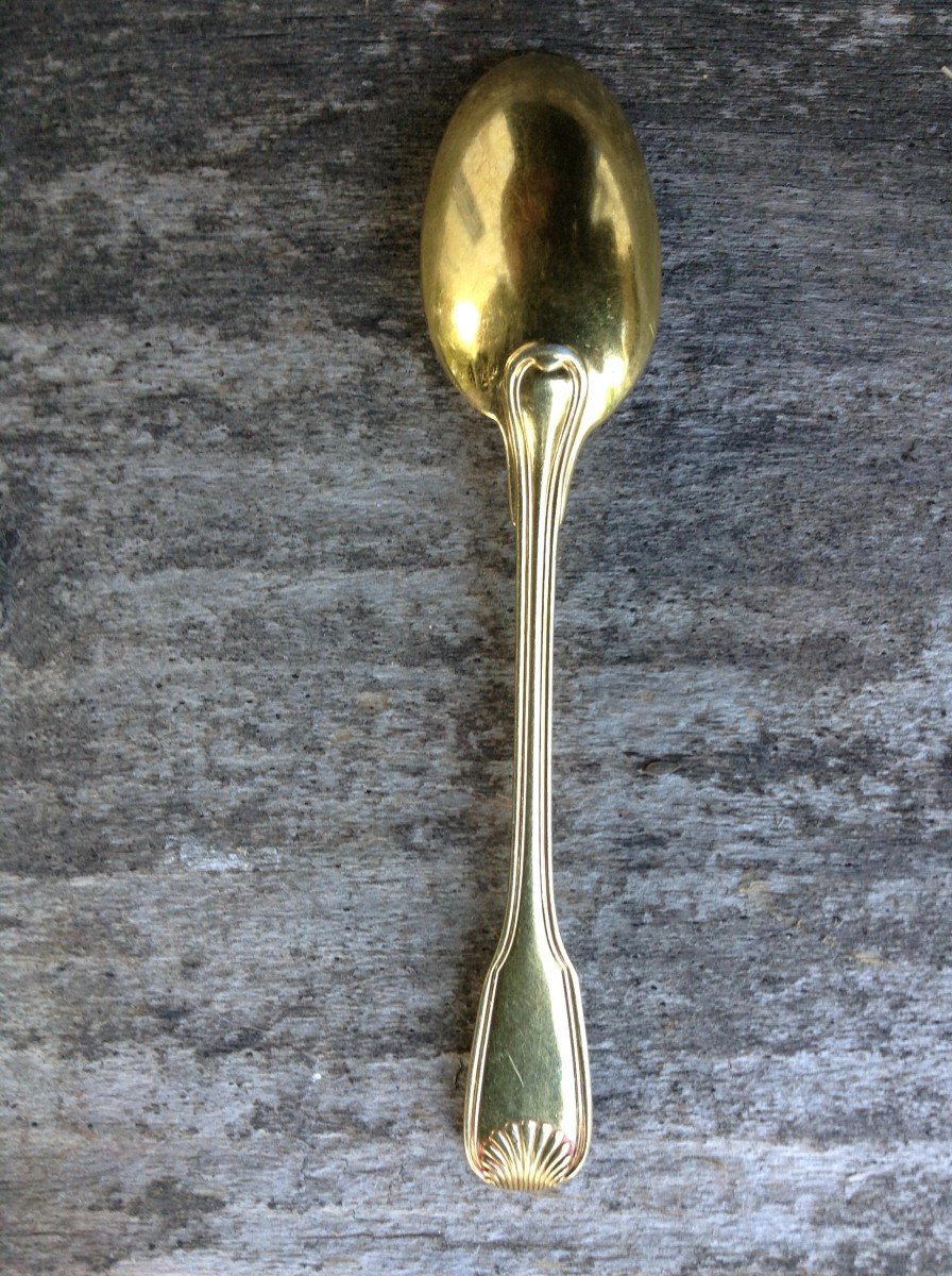 Puiforcat / 12 Small Spoons Vermeil Net / Shell Model-photo-2