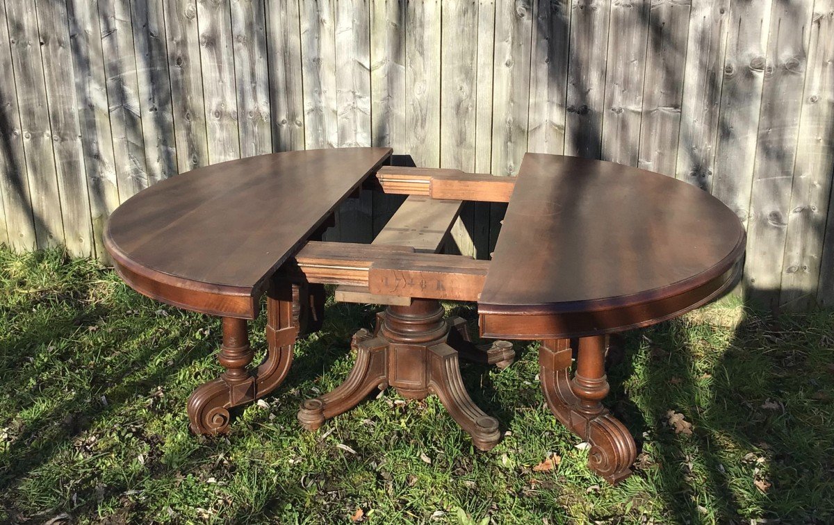 Napoleon III Table In Walnut With Ingenious Central Foot-photo-5