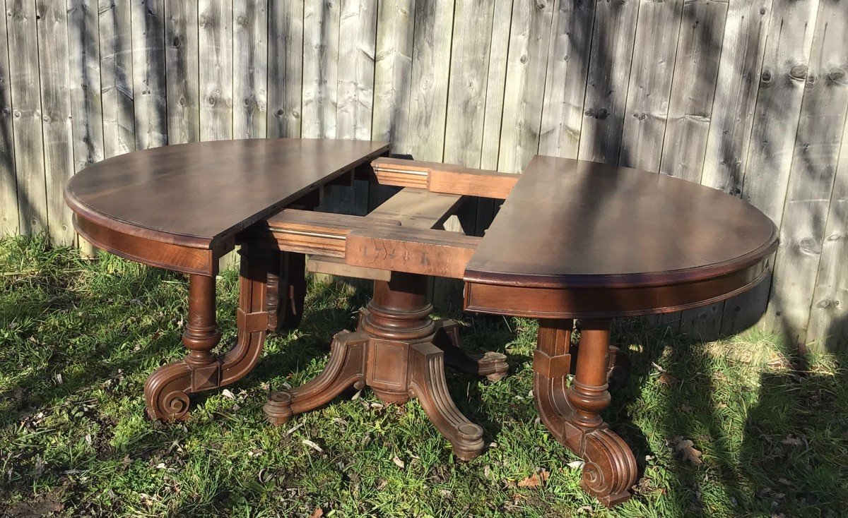 Napoleon III Table In Walnut With Ingenious Central Foot-photo-7