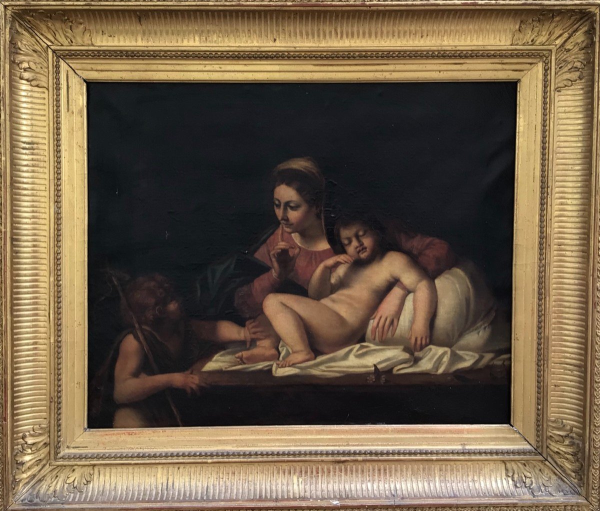 XIXth Painting - The Sleep Of The Child Jesus-etienne-jean Audfray-photo-2
