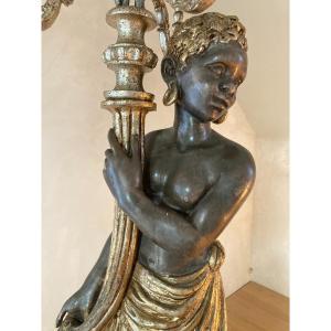 Polychrome Wooden Torch Holder Venice