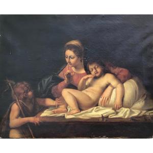 XIXth Painting - The Sleep Of The Child Jesus-etienne-jean Audfray