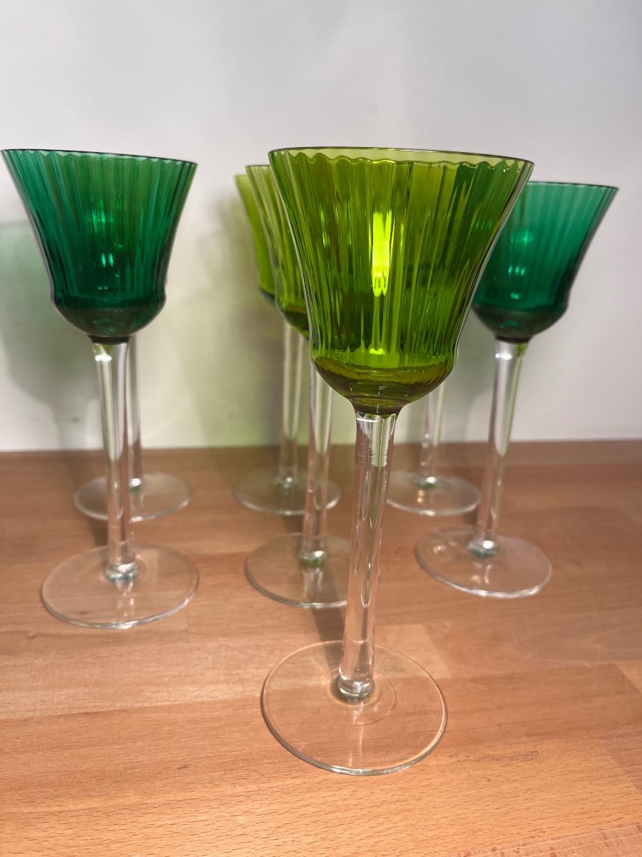 Ensemble De 7 Verres En Cristal De Saint Louis Coloré-photo-2