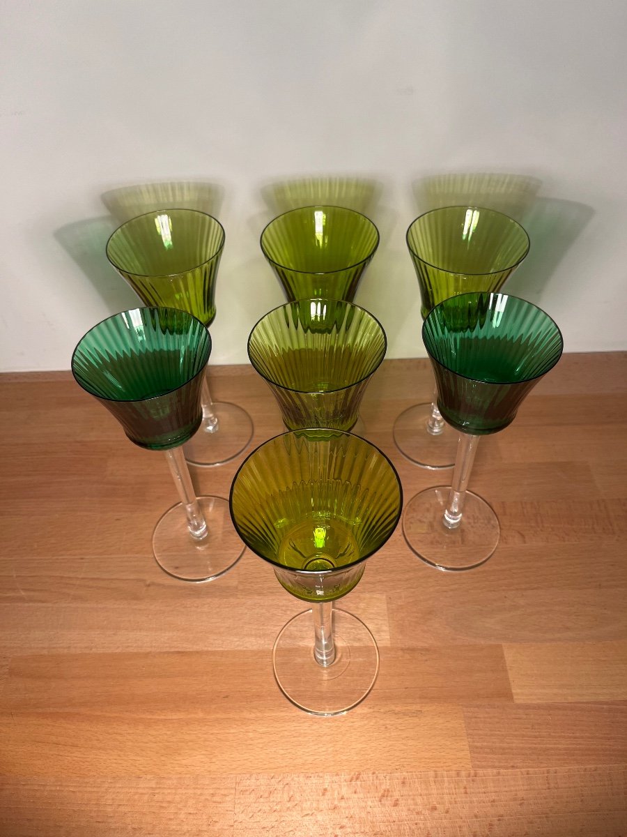 Ensemble De 7 Verres En Cristal De Saint Louis Coloré