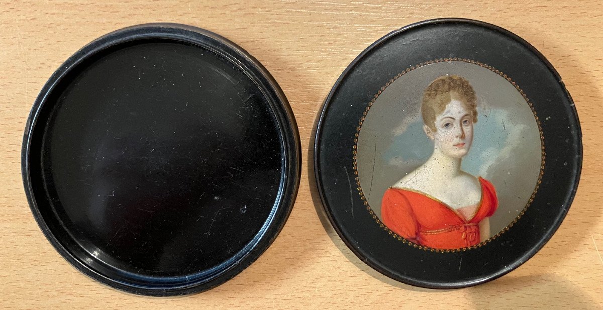 Empire Period Snuffbox In Boiled Cardboard-photo-1