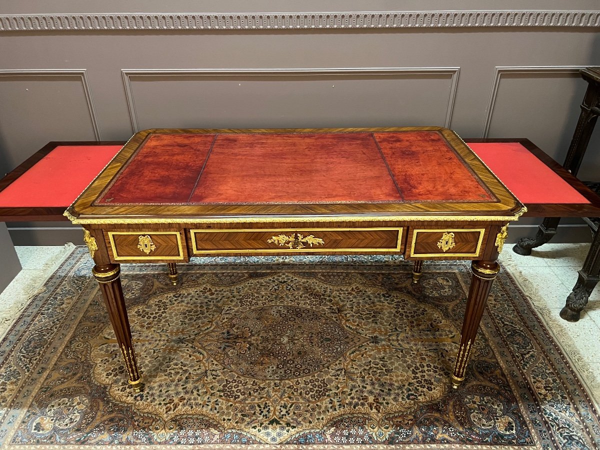 Bureau Plat De Style Louis XVI Estampillé De Grohé à Paris-photo-3