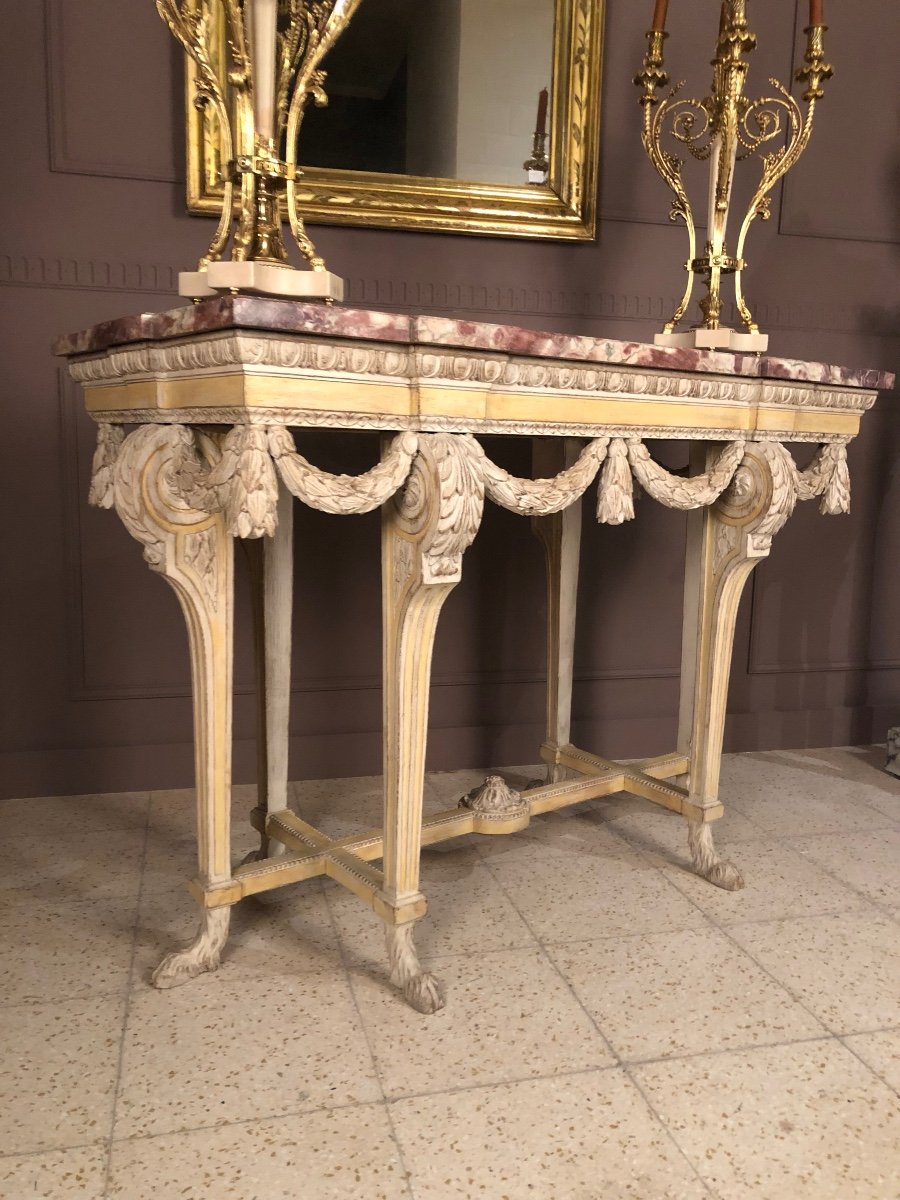 Console De Style Louis XVI, Attribuée A Escalier De Cristal-photo-2