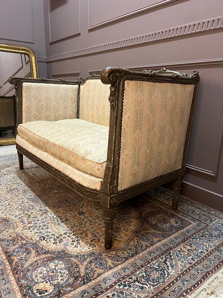 Banquette De Style Louis XVI En Bois Peint-photo-2