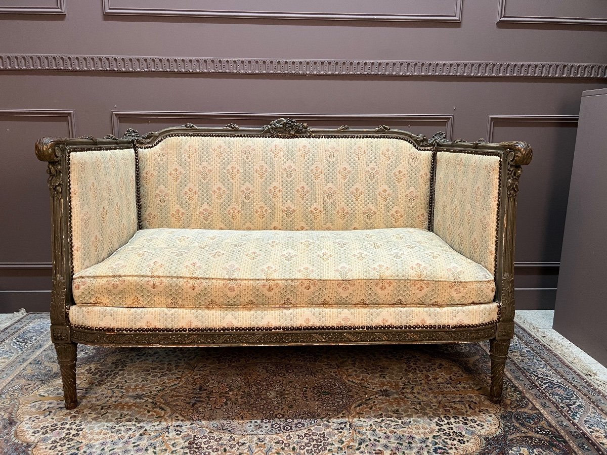 Banquette De Style Louis XVI En Bois Peint