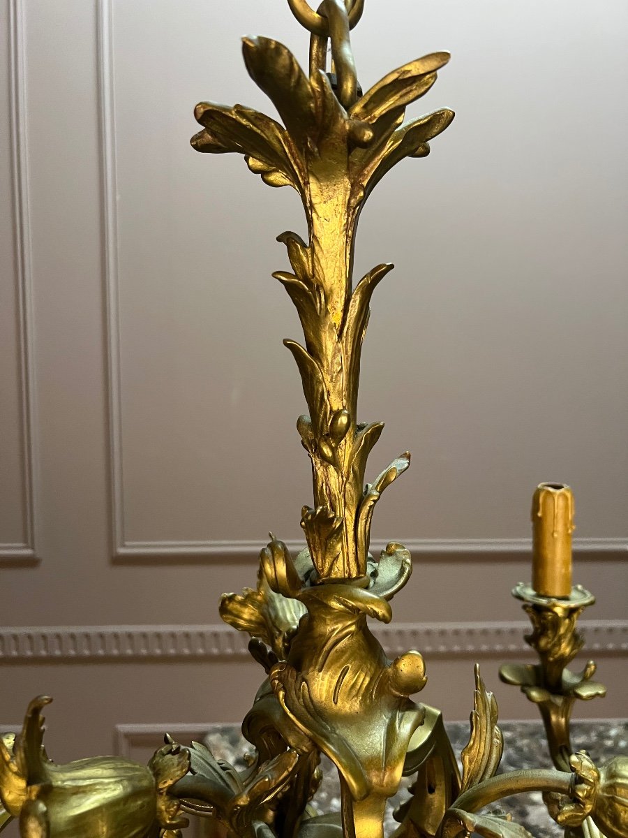 Lustre En Bronze Doré De Style Louis XV-photo-2