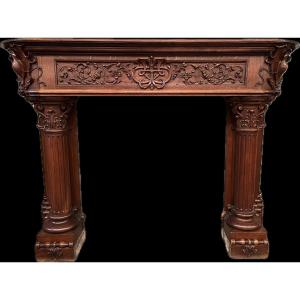 Large Neo-renaissance Style Carved Oak Fireplace