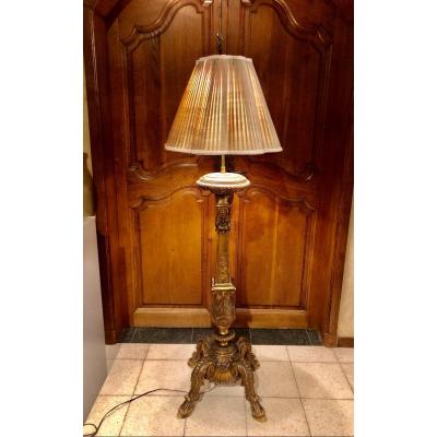 Golden Wood Floor Lamp