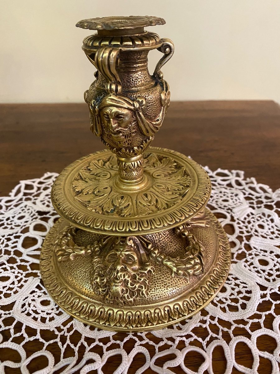 Beautiful Gilt Bronze Candle Holder -photo-2