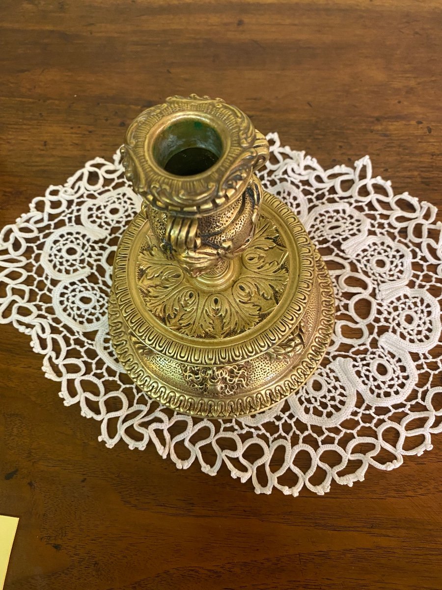 Beautiful Gilt Bronze Candle Holder -photo-3