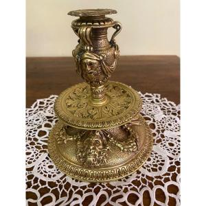 Beautiful Gilt Bronze Candle Holder 