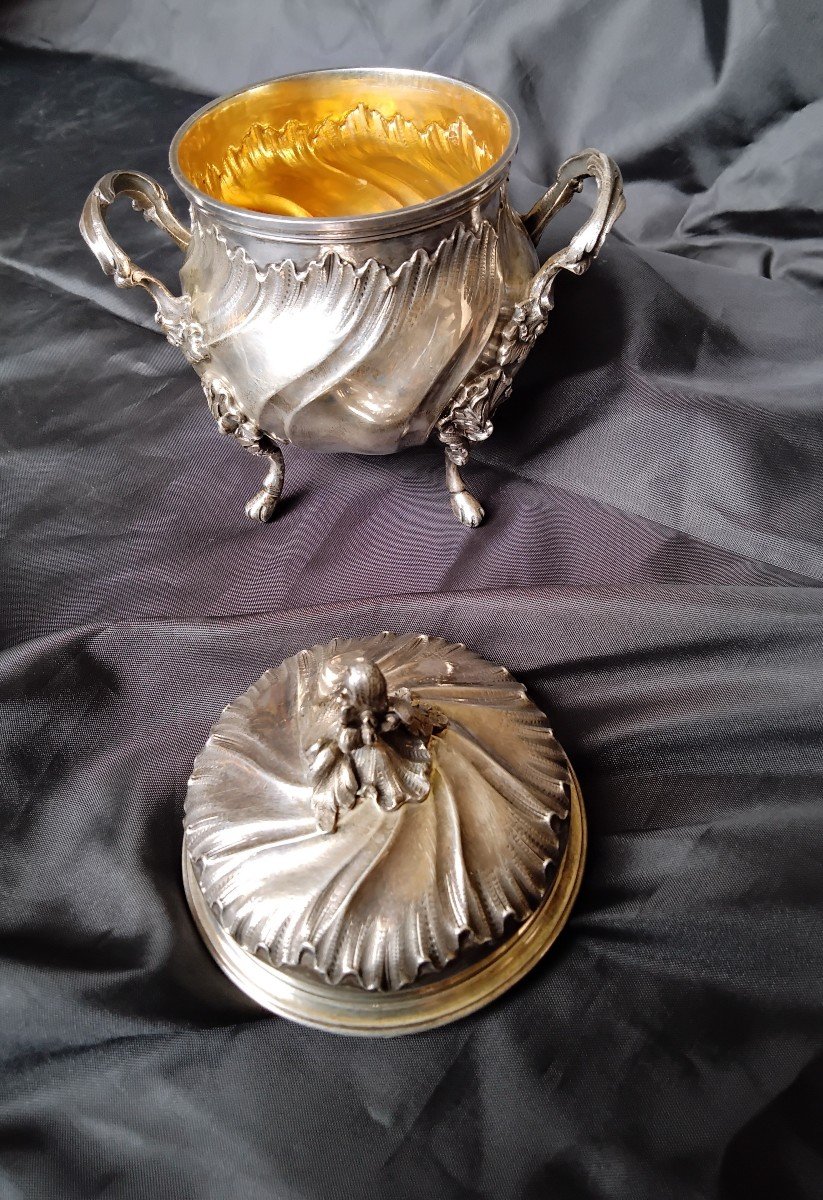 19th Century Solid Silver And Vermeil Sugar Bowl By Leon Lapar-photo-3