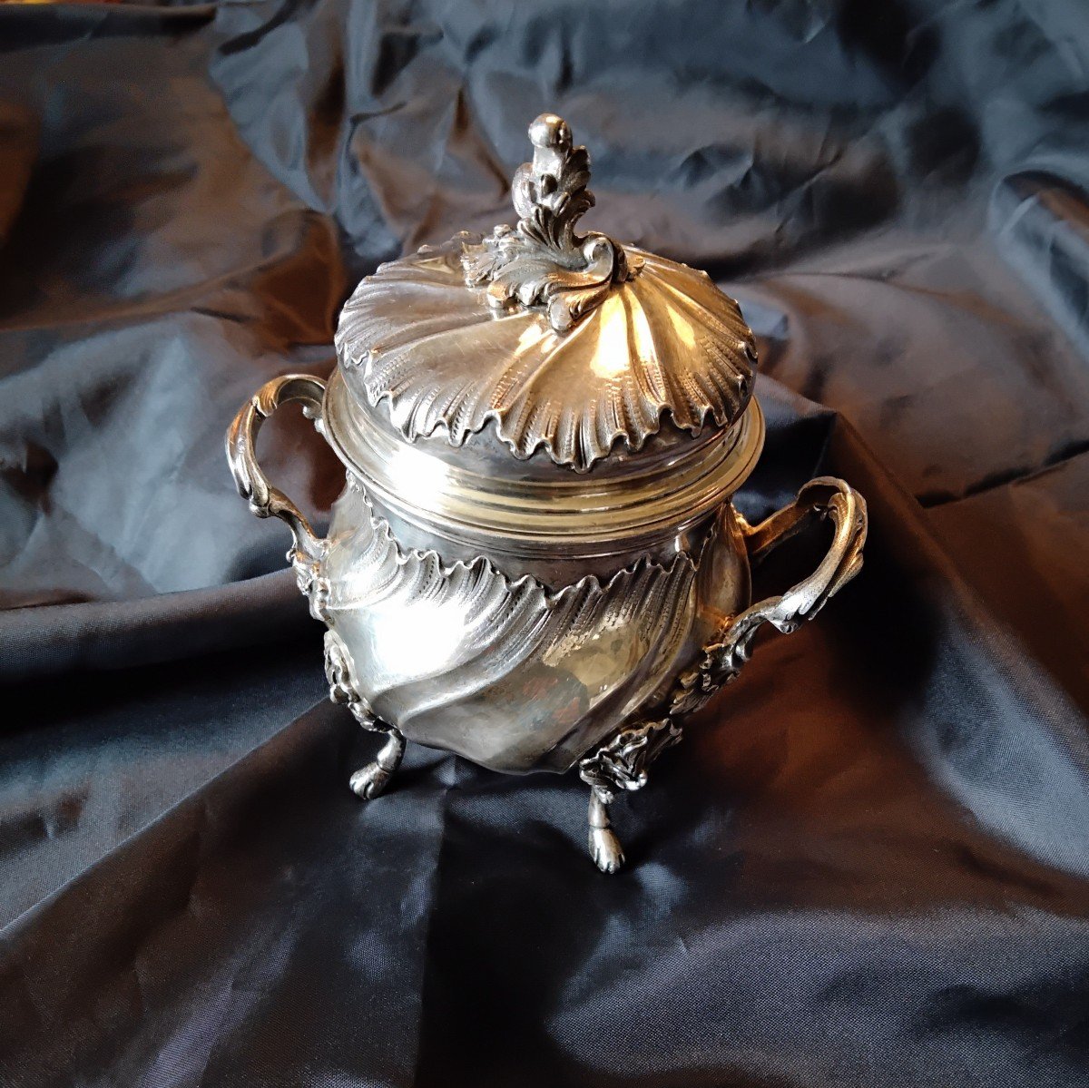 19th Century Solid Silver And Vermeil Sugar Bowl By Leon Lapar