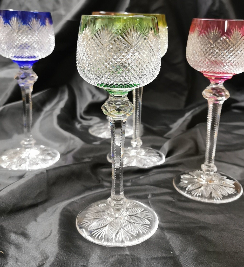 5 Verres En Cristal De Couleur Baccarat Modèle Nonancourt