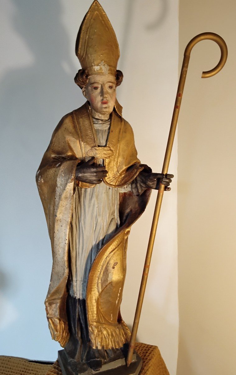 Sculpture sur bois Evêque époque XVIIIeme Siècle 