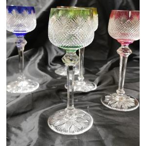 5 Verres En Cristal De Couleur Baccarat Modèle Nonancourt