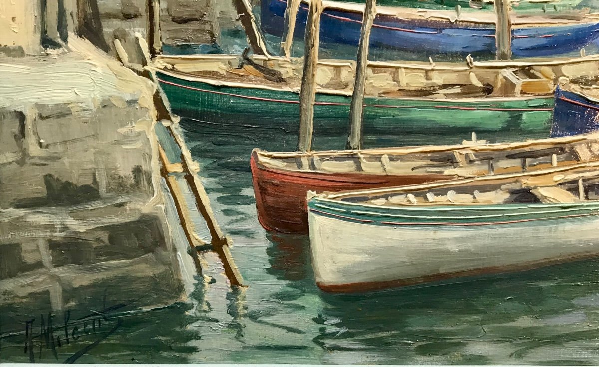 Port Of Pasaia Pasajes South Basque Country Oil On Panel By Alphonse Milcent-photo-2