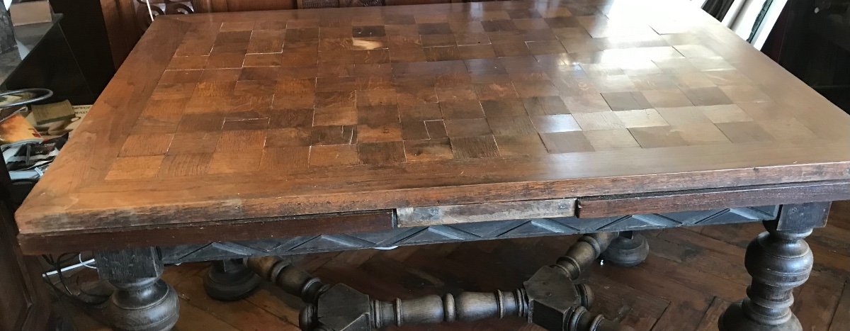 Large Old Basque Farm Popular Art Table, Extensions 90x 240