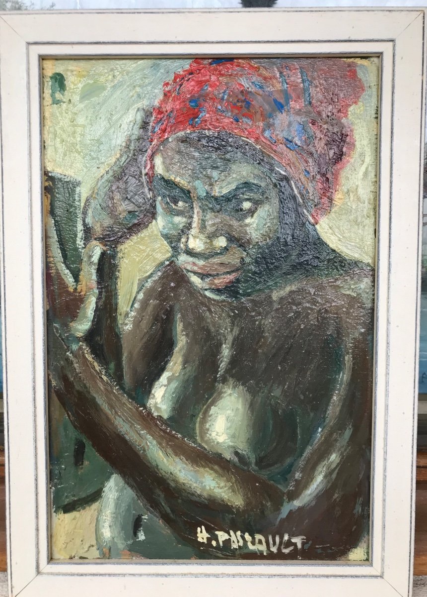 Africanist Oil On Wood By Henri Pascault Basque Painter From Ciboure - Travel Africa