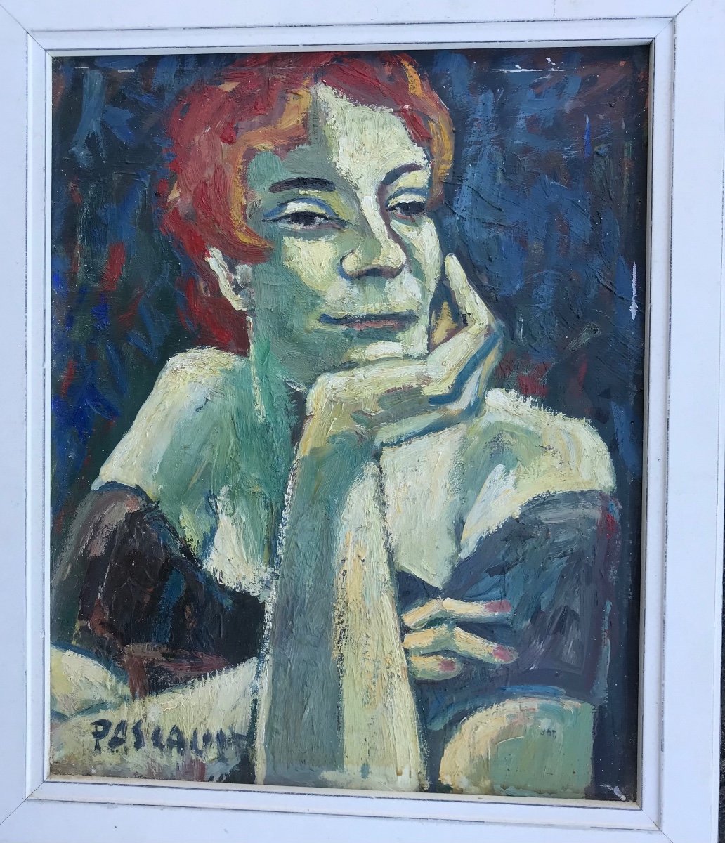 Oil On Cardboard Henri Pascault Painter Of Ciboure In The Basque Country Androgyne 